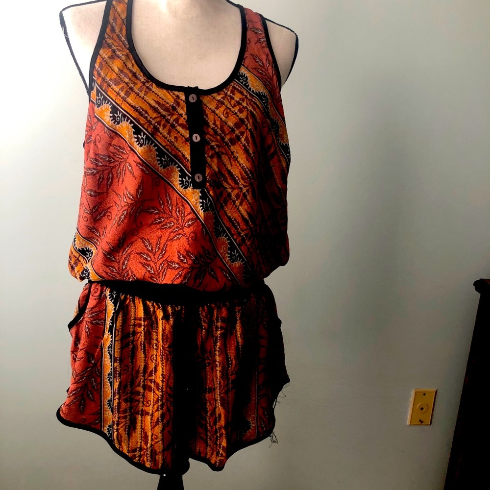 Red/Orange Romper w/pockets.